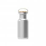 Botella térmica con recubrimiento de polvo y asa de transporte 350ml color plateado