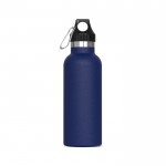 Botella de acero inoxidable 100% antifugas con mosquetón 500ml color azul oscuro