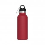 Botella de acero inoxidable 100% antifugas con mosquetón 500ml color rojo oscuro