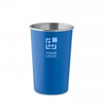 Vaso personalizado reutilizable de acero inoxidable reciclado 300ml color azul real vista de impresión