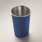 Vaso personalizado reutilizable de acero inoxidable reciclado 300ml color azul real vista fotografía tercera vista