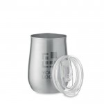 Vasos promocionales de acero reciclado con tapa deslizante 500ml color plateado mate vista de impresión