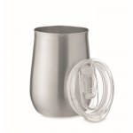 Vasos promocionales de acero reciclado con tapa deslizante 500ml color plateado mate