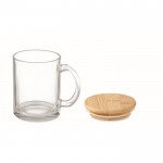 Tazas personalizadas de vidrio reciclado con tapa de bambú 300ml color transparente tercera vista