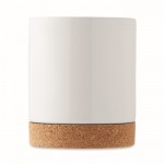 Tazas con logo hechas de cerámica blanca con base de corcho 280ml color blanco tercera vista