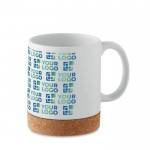 Tazas para sublimación de cerámica blanca con base de corcho 280ml color blanco vista de impresión