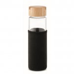 Botella de cristal antifugas con tapa de soporte para smartphone 600ml color negro segunda vista