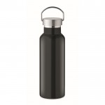Botella de acero reciclado antifugas con tapón con asa 500ml color negro