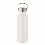 Botella de acero reciclado antifugas con tapón con asa 500ml color blanco