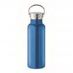 Botella de acero reciclado antifugas con tapón con asa 500ml color turquesa