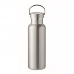 Botella de acero reciclado antifugas con tapón con asa 500ml color plateado mate