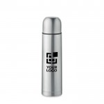 Termos con logo antifugas de acero inoxidable reciclado plateado 500ml color plateado mate vista de impresión