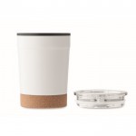 Vaso de acero inoxidable para llevar con base de corcho 300ml color blanco quinta vista