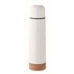 Termo de acero inoxidable con doble pared y base de corcho 500ml color blanco
