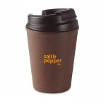Tazas con tapa personalizadas cáscara de café color marrón con logo