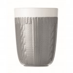 Taza de cerámica con diseño de punto color gris tercera vista