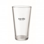 Vaso de cristal reutilizable de gran tamaño color transparente vista principal con logo