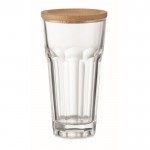 Vaso de cristal con tapa de bambú color transparente segunda vista