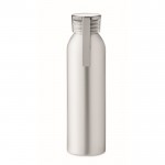 Botella de aluminio con asa de silicona color plateado mate cuarta vista