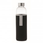 Botella de cristal con funda de neopreno color negro tercera vista