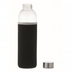 Botella de cristal con funda de neopreno color negro cuarta vista