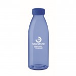 Botella de RPET para empresas color azul real vista principal con logo