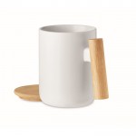 Taza de porcelana con tapa y asa de bambú, 380ml, Porcelain Majest color blanco segunda vista