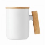 Taza de porcelana con tapa y asa de bambú, 380ml, Porcelain Majest color blanco cuarta vista