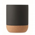 Taza de cerámica mate con base de corcho color negro tercera vista
