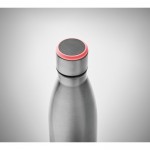 Botella con recordatorio de hidratación color plateado mate vista fotografía tercera vista