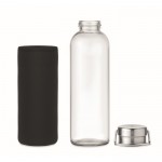 Botella de vidrio con asa plegable y funda color negro octava vista