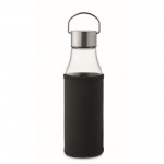 Botella de vidrio personalizada con tapa antifugas, asa y funda 500ml color transparente
