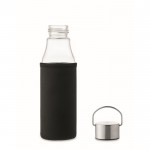 Botella de vidrio personalizada con tapa antifugas, asa y funda 500ml color transparente septima vista