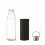 Botella de vidrio personalizada con tapa antifugas, asa y funda 500ml color transparente novena vista