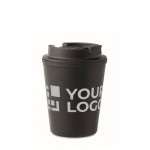 Vaso térmico de plástico reciclado con boquilla 300ml Recyclo color negro vista de impresión