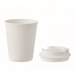 Vaso térmico de plástico reciclado con boquilla 300ml Recyclo color blanco cuarta vista
