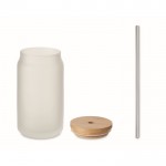 Tarro impreso con imagen para cóctel con pajita de acero y tapa 400ml color blanco transparente quinta vista