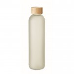 Botella de vidrio para imprimir a todo color con tapa de bambú 650ml color blanco transparente