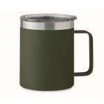 Vaso antifugas de acero inoxidable reciclado con tapa 300ml color verde oscuro