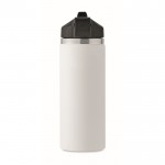Botella de acero inoxidable reciclado antifugas con pajita 500ml color blanco octava vista