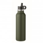 Botella antifuga con 2 tapones intercambiables y pajita 700ml color verde oscuro