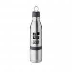 Botella térmica de acero inoxidable con vaso y tapa abatible 500ml color plateado mate vista de impresión