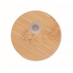 Vaso de vidrio con funda de corcho y tapa y pajita de bambú 450ml color beige quinta vista