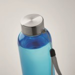 Botella de tritán traslúcida antifugas con tapa con asa 500ml color azul transparente vista fotografía tercera vista