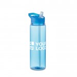Botellas promocionales tritán antifugas con pajita para deporte 650ml color azul transparente vista de impresión
