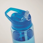 Botellas promocionales tritán antifugas con pajita para deporte 650ml color azul transparente vista fotografía tercera vista