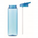 Botellas promocionales tritán antifugas con pajita para deporte 650ml color azul transparente sexta vista