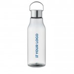 Botellas con logotipo hechas de tritán con tapa y asa de acero 800ml color transparente vista de impresión