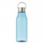 Botellas con logotipo hechas de tritán con tapa y asa de acero 800ml color azul transparente tercera vista