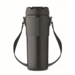 Vaso antifugas de acero inoxidable con tapa, pajita y correa 700ml color negro